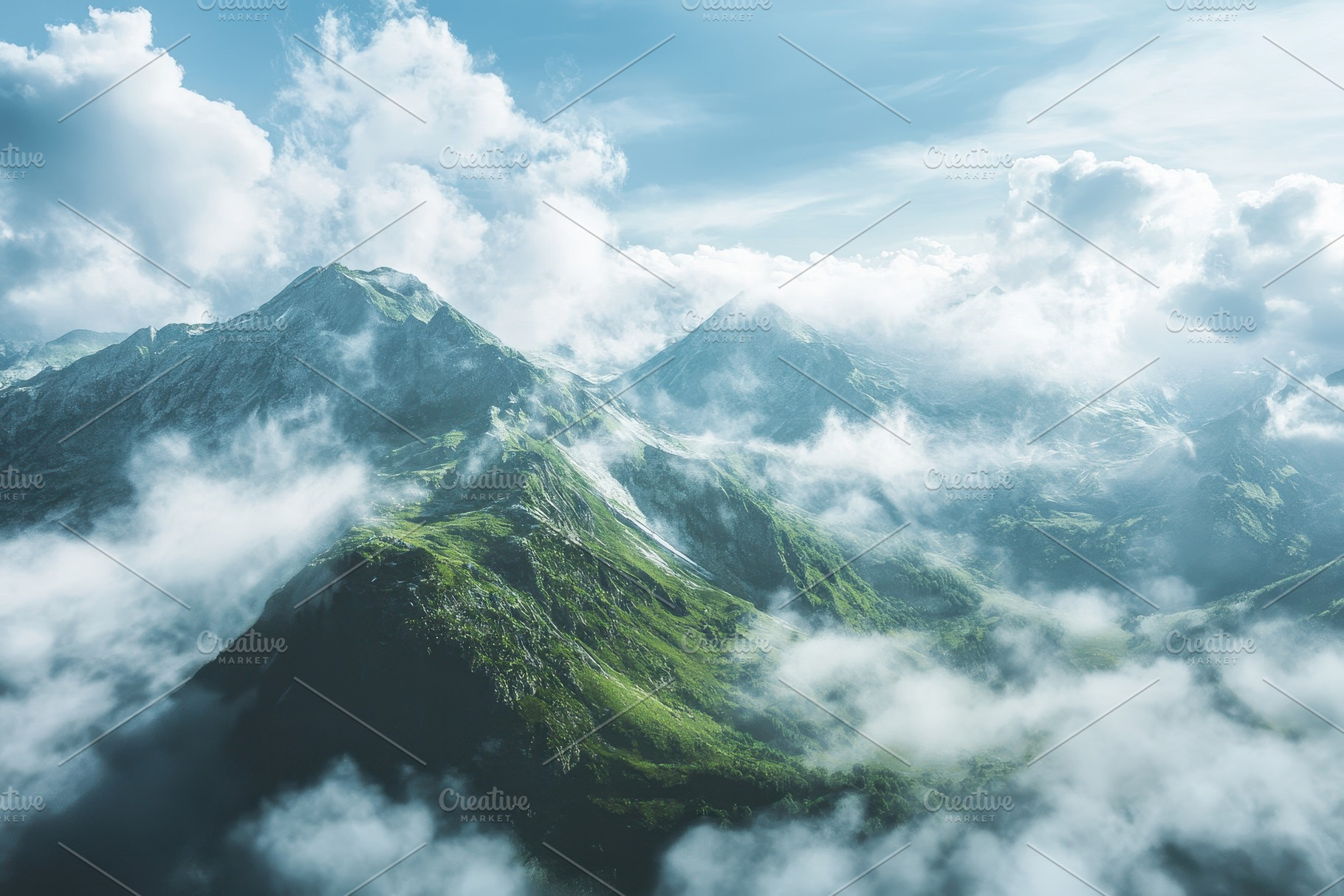 Majestic mountain view above cloud t, a Photo by Iftikhar Alam