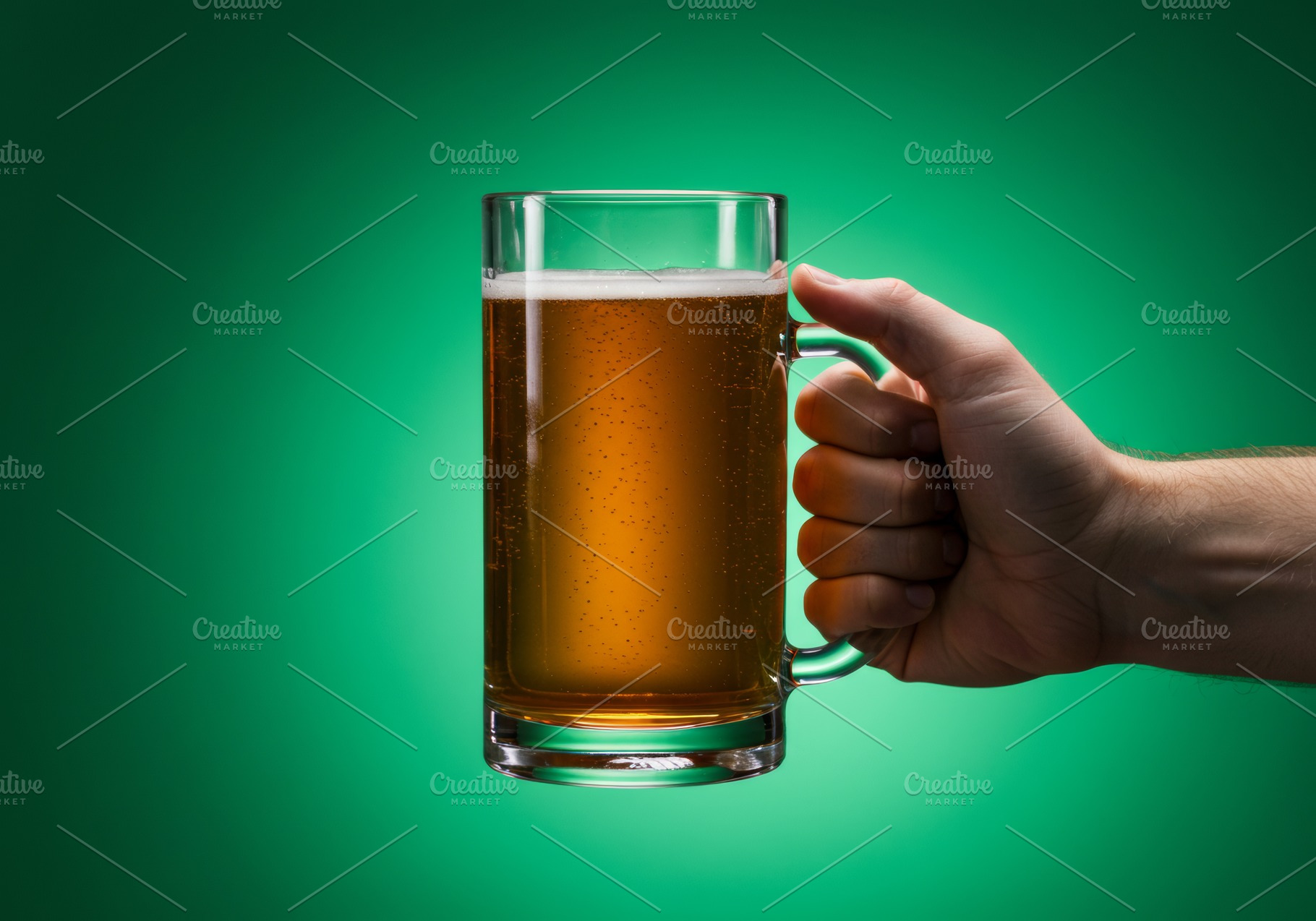 Hand holding a glass mug of beer aga, a Food & Drink Photo by professorinc