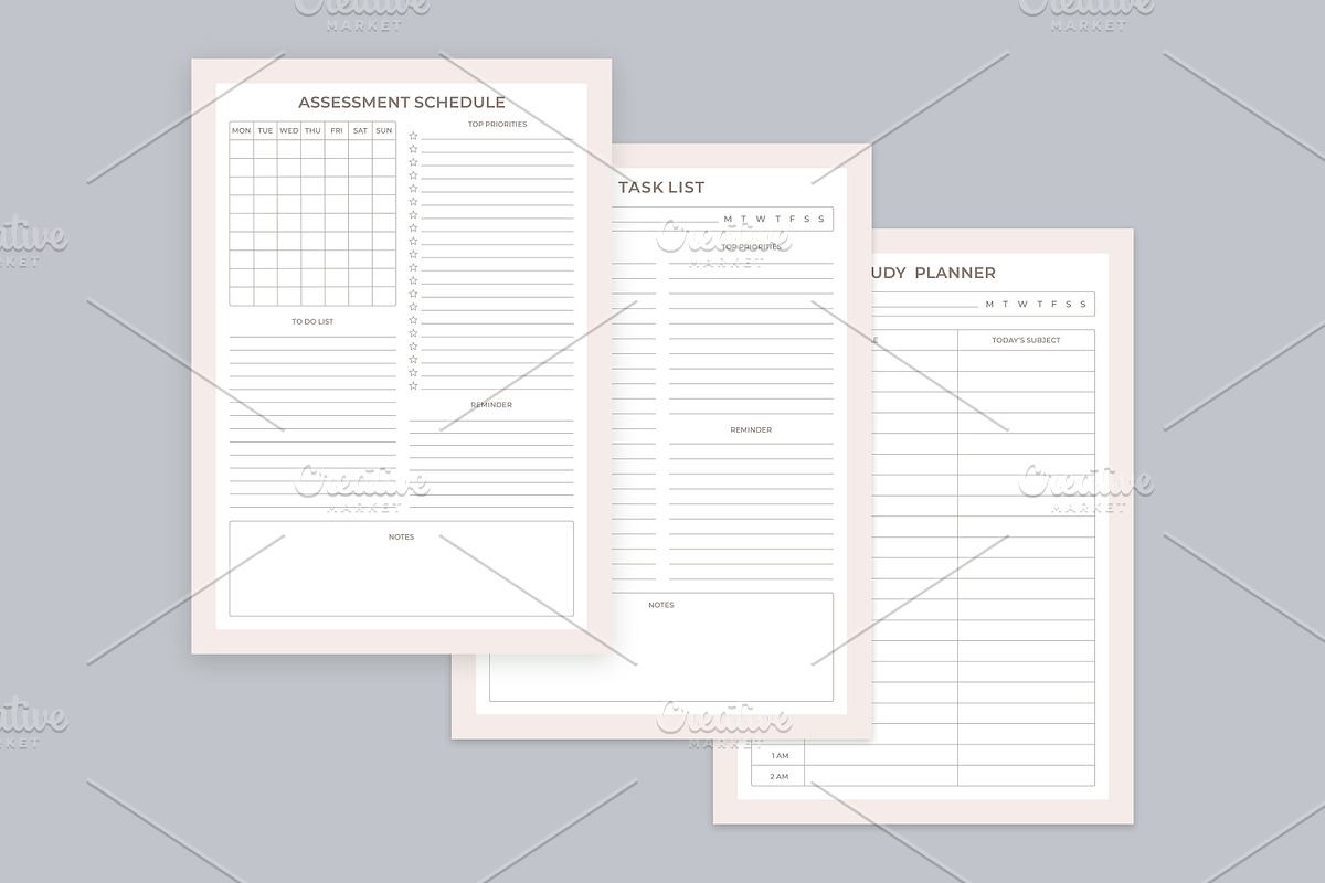 Study Planning Pages Set V-01, a Stationery Template by shahsoft (Photo 2 of 3)
