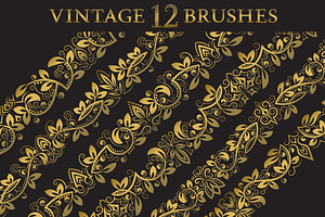 12 Vintage Floral Brushes