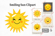 Smiling Sun Clipart, a Graphic by Artnoy (Thumbnail 1 of 5)