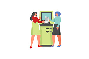 ATM banking concept, vector flat, a Person Illustration by Sky Pics Studio