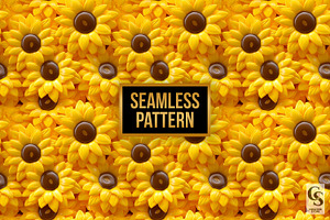 3D Inflated Sunflowers Digital Paper