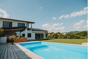 Modern house with swimming pool in, an Architecture Photo by HalfPoint