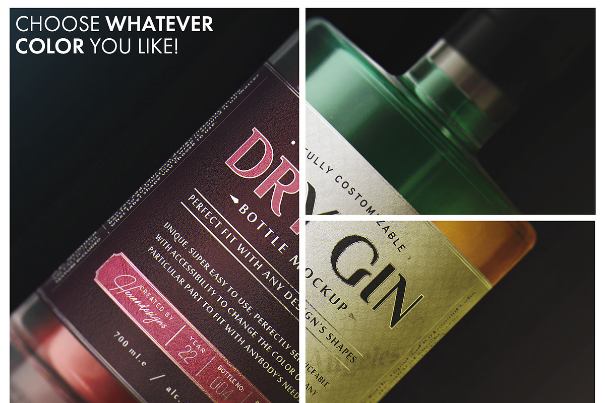 GIN BOTTLE MOCKUP V3, a Product Mockup by HexenDesigns (Photo 5 of 13)