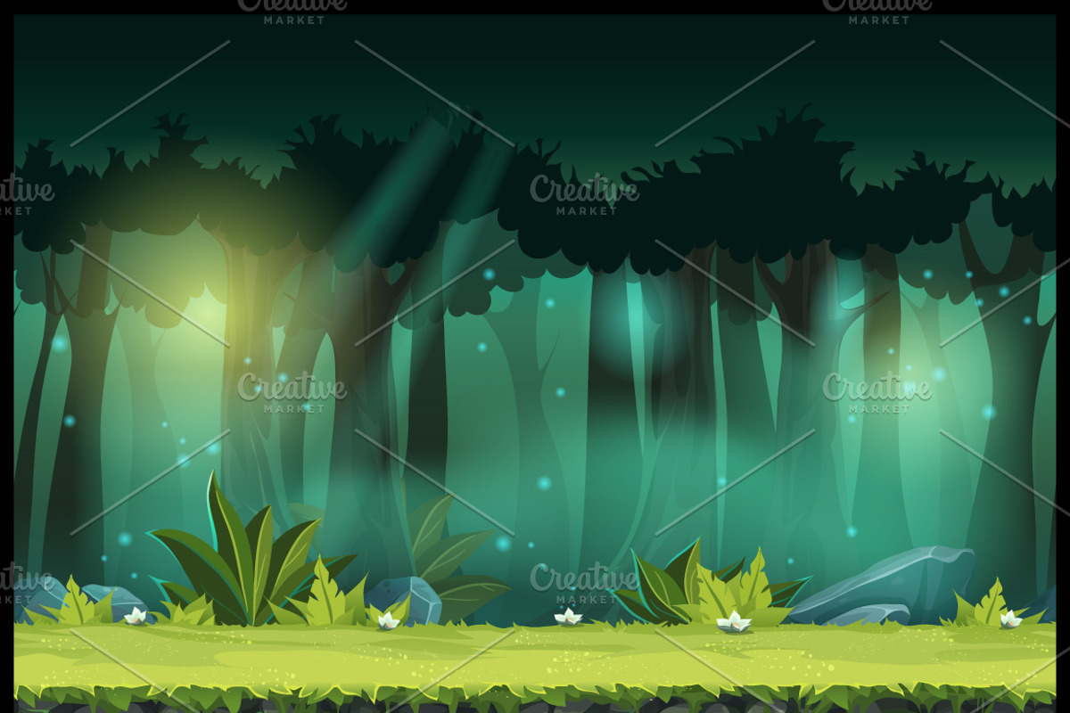Seamless forest with mystical flower, an Illustration by Nearbirds (Photo 1 of 3)