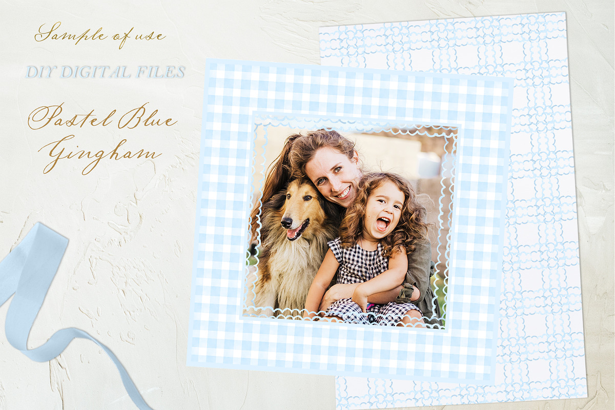 Gingham Pastel Blue Pattern Frames, an Illustration by LABFcreations (Photo 4 of 4)