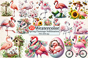 Spring Flamingo Sublimation Clipart, a Seasonal Illustration by Rose Art (Thumbnail 1 of 4)