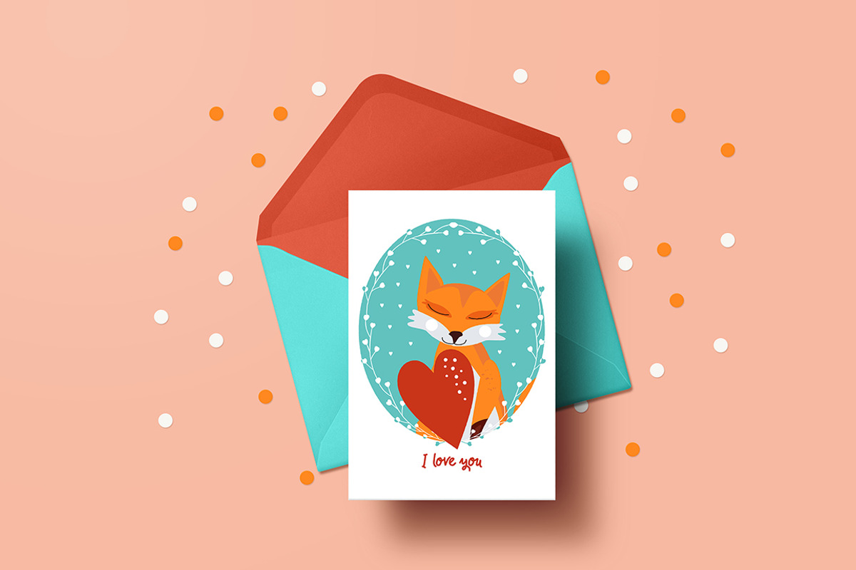 8 Valentine's Day cards with animals, a Card Template by land art (Photo 1 of 9)