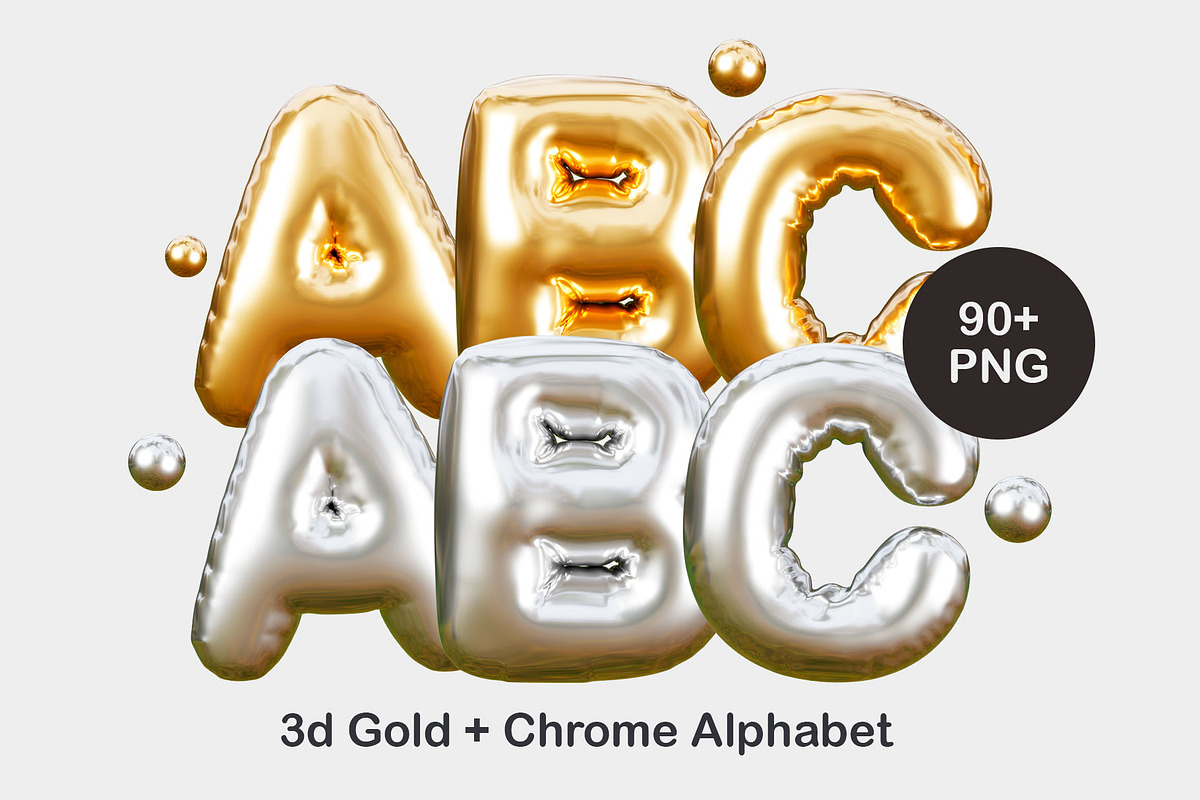 3d Golden&Chrome Inflated Letters, a Graphic by Letters-Shmetters (Photo 1 of 9)