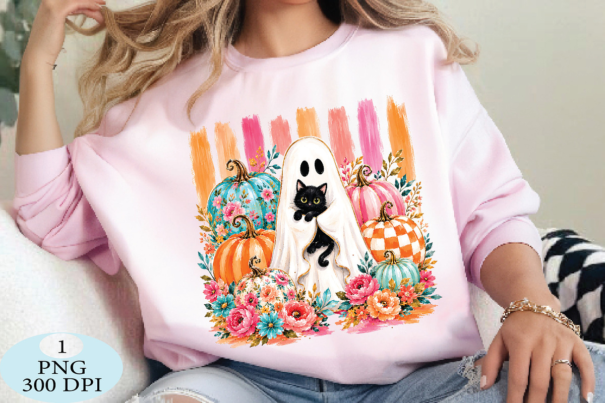 Striped Halloween Ghost PNG, a Seasonal Illustration by Daily.Designs (Photo 3 of 5)