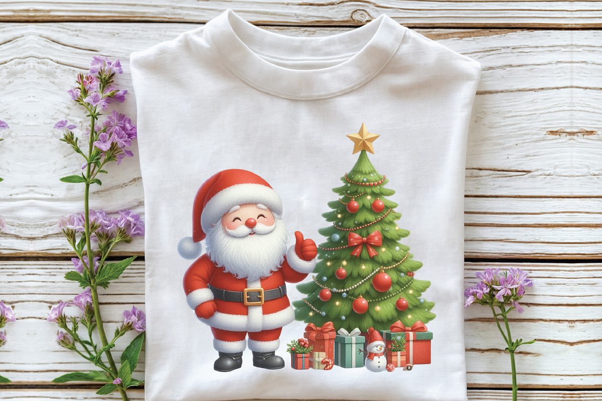 Watercolor Christmas Santa Tree PNG, a Work Illustration by CraftArtStudio (Photo 4 of 6)