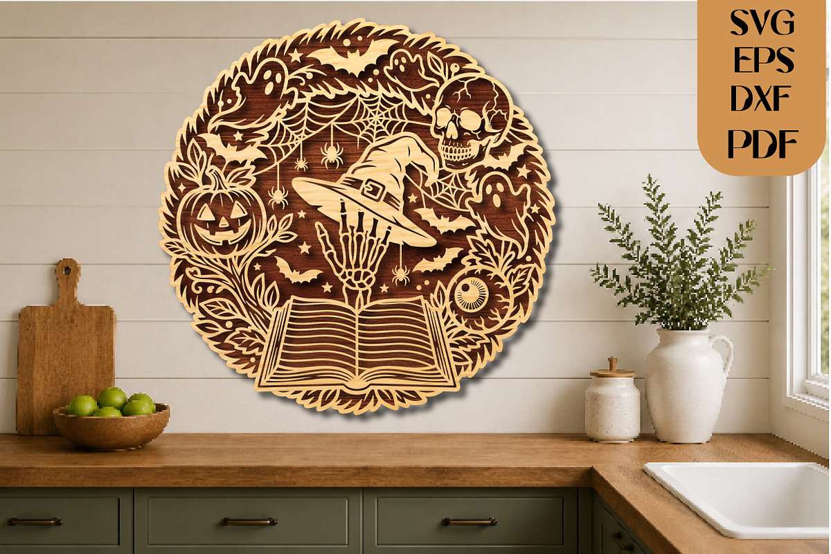 Halloween Witch Spell Book Laser Cut, an Object Graphic by DreamCafeArt (Photo 3 of 4)