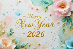 New Year 2026 with Pastel Flowers an, an Abstract Photo by Perpis