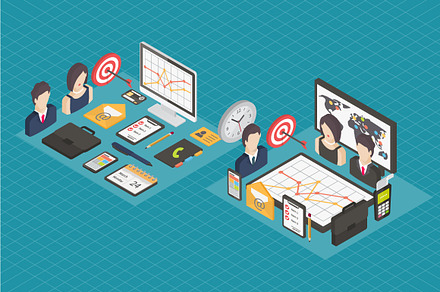 Isometric business icons