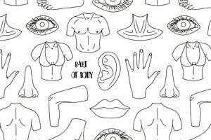 Part Of Body Set Icons Pattern