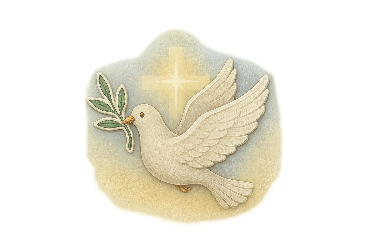 Dove with olive branch and cross sym, an Illustration by Dvoevnore photos