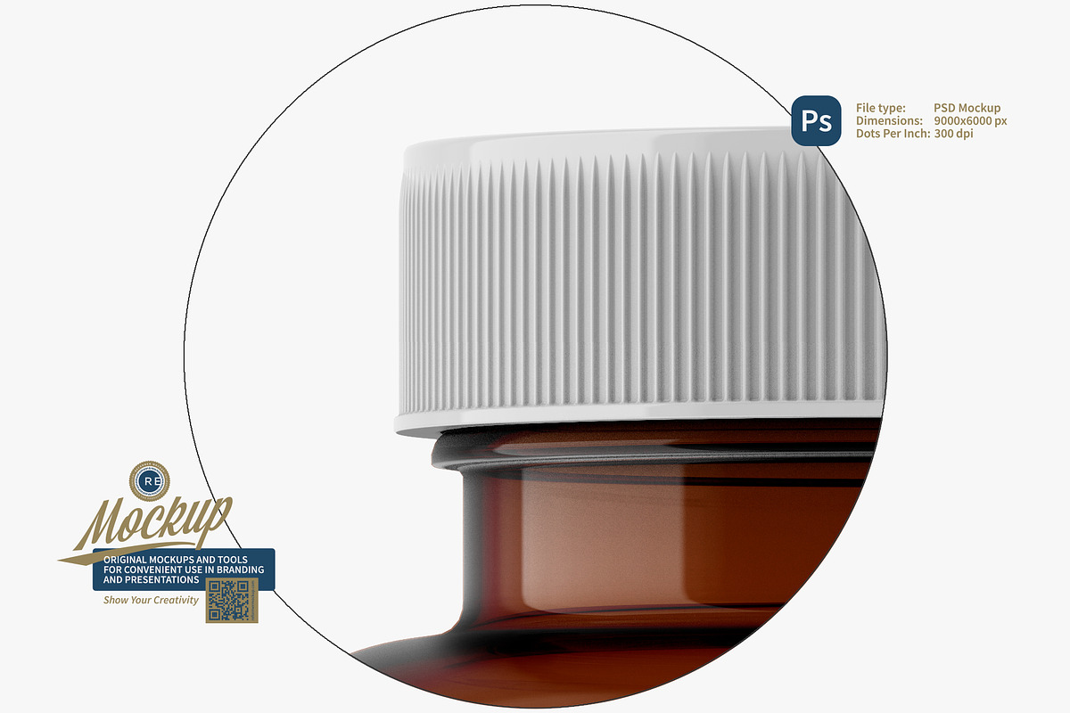 Amber Pills Bottle Mockup 300CC, a Packaging Mockup by Reformer Mockup (Photo 2 of 6)