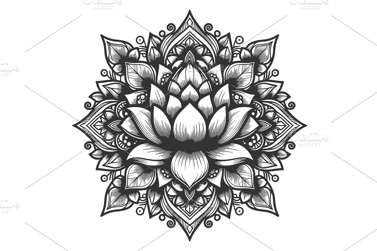 Lotus Mandala Floral Ornament, an Object Illustration by AlexArt