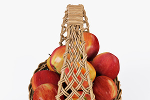 Wicker Basket 04 Natural With Apples