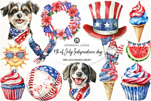 4th of July Independence Day Clipart, an Illustration by SinaCreation