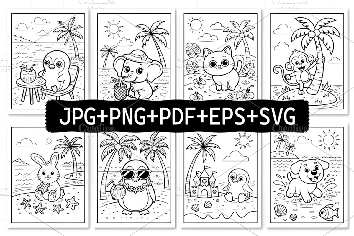 Tropical Island Friends Coloring, an Animal Illustration by Design Station (Photo 2 of 7)