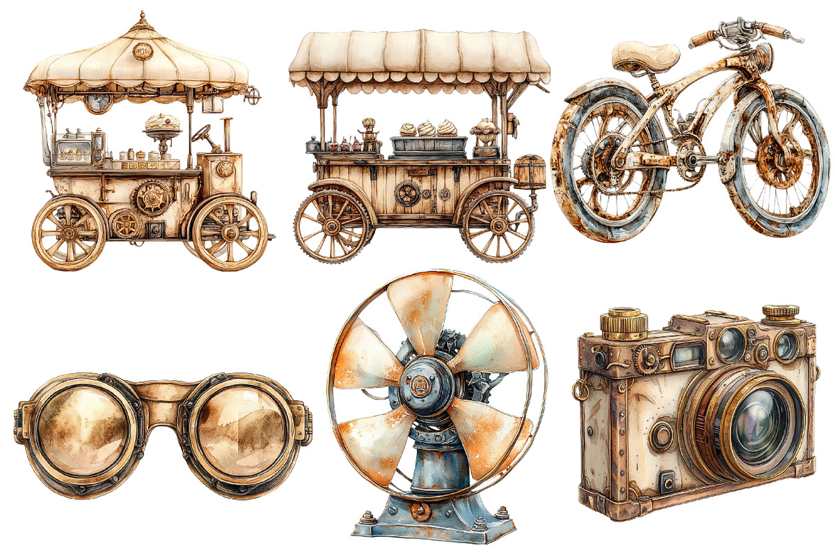Steampunk Summer Clipart, a Seasonal Illustration by Designworld (Photo 2 of 6)
