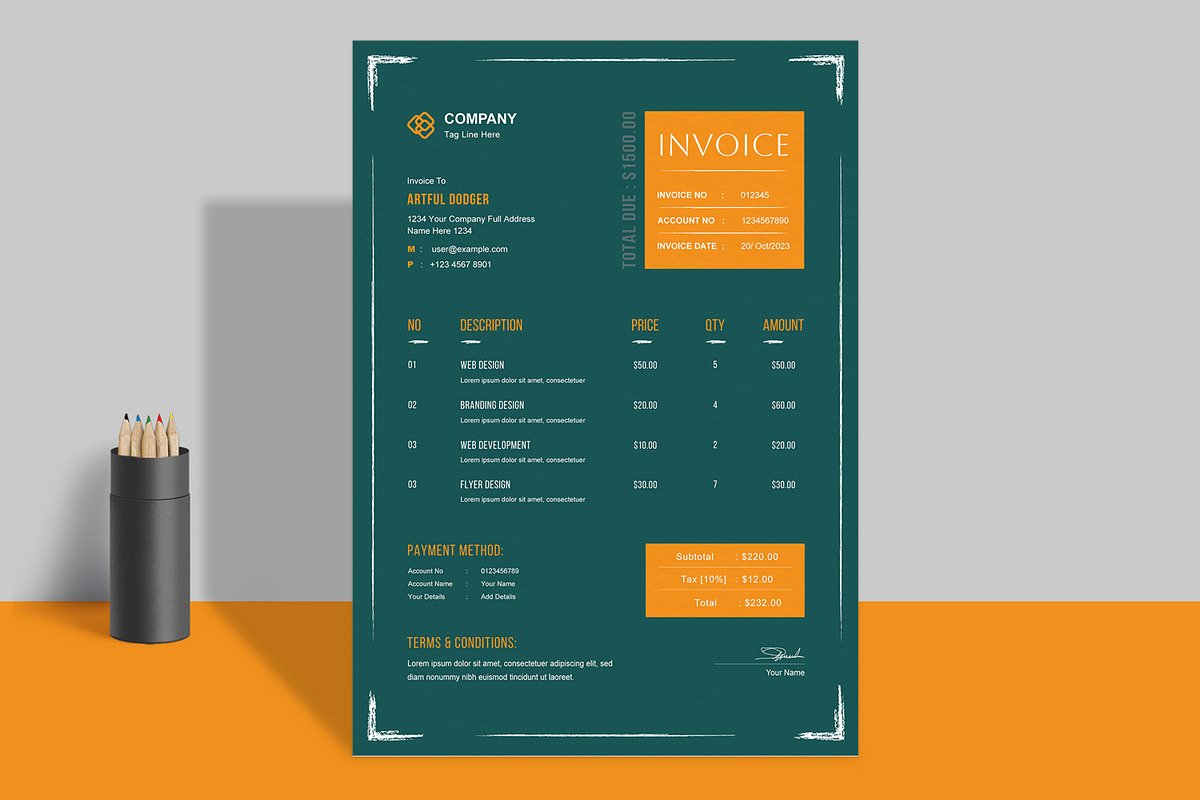 Invoice Design Layout, a Stationery Template by ContestDesign (Photo 1 of 2)