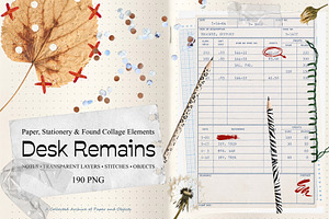 Desk Remains Paper Collage PNG Kit, an Object Graphic by DreamoraArt