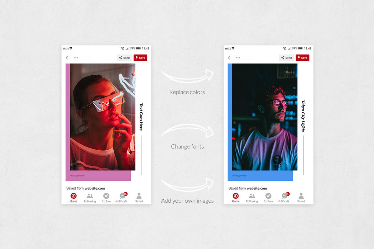 Neon Pinterest Posts, a Social Media Template by Social Corner Graphics (Photo 5 of 8)