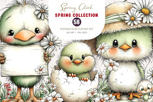 Whimsical Spring Chick Clipart PNG, an Illustration by CreationArt