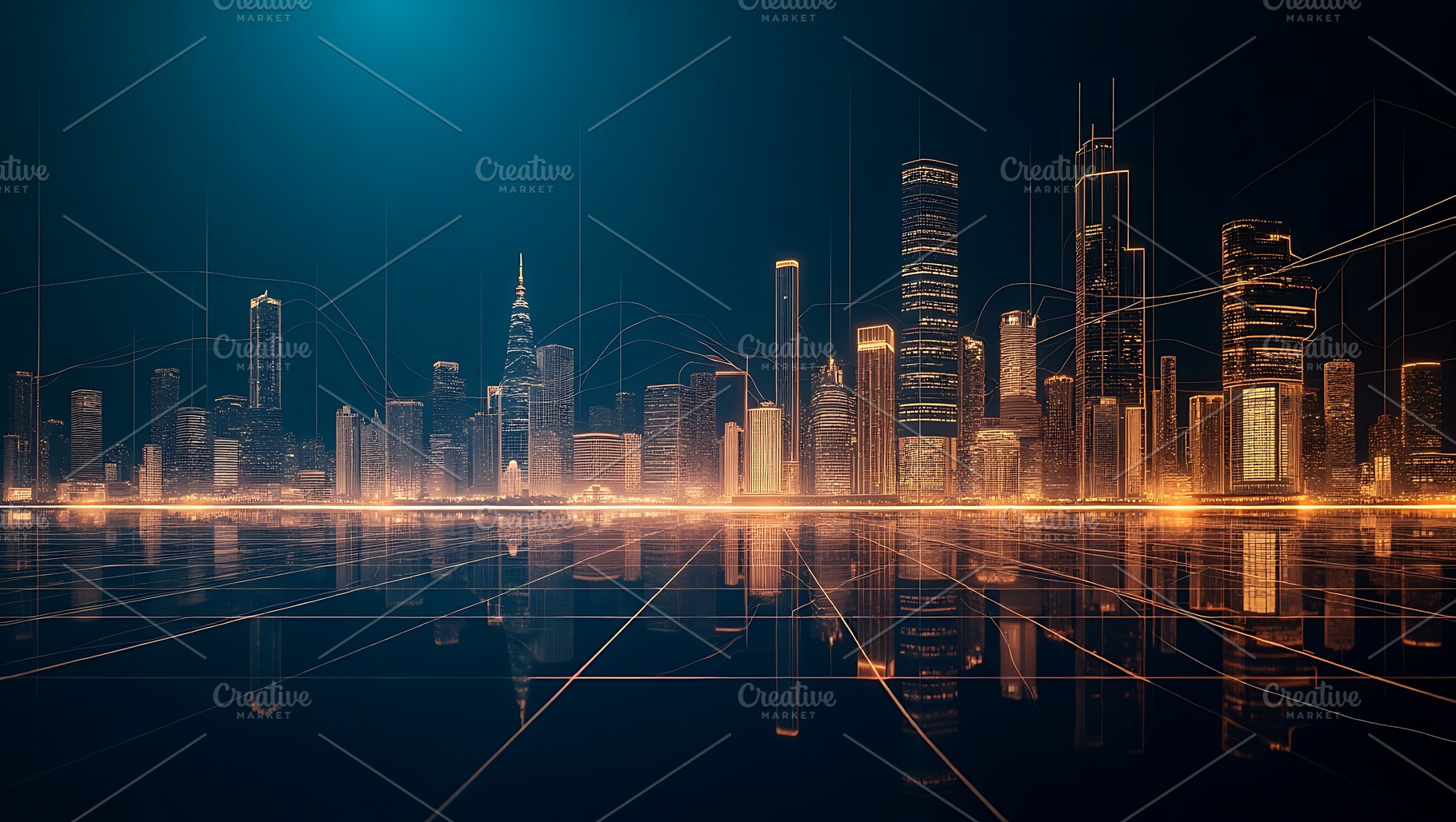 Futuristic city skyline illustration, a Technology Photo by Artonix