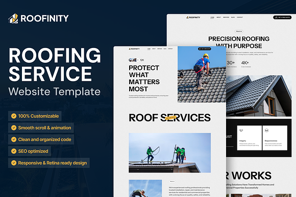 Roofinity - Roofing Website Template preview 6