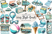 1950s Style Beach Day Clipart, an Illustration by CreationArt (Thumbnail 1 of 5)