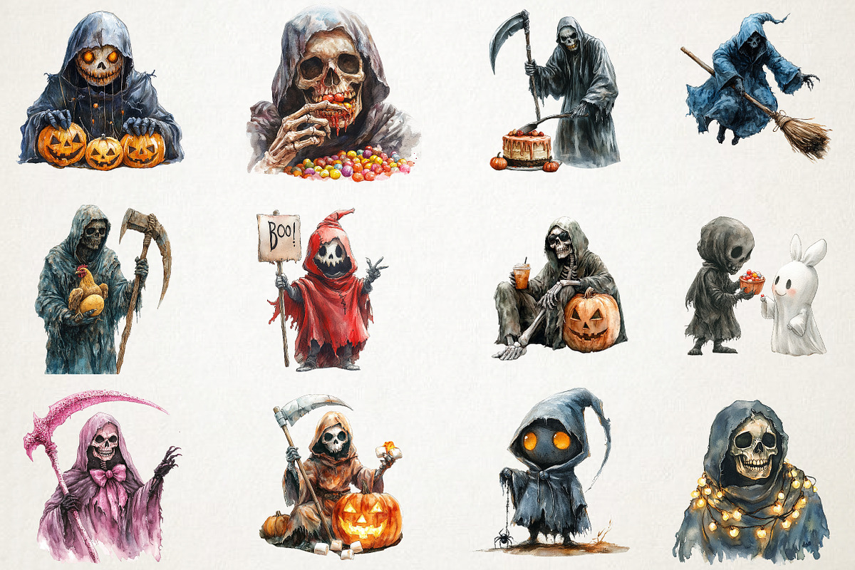 Halloween Funny Reaper Clipart, an Illustration by RobertsArt (Photo 6 of 7)