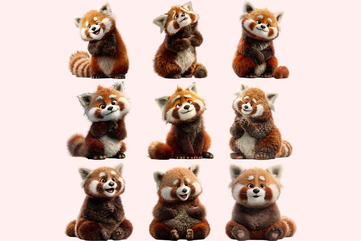 Red Panda PNG Clipart Bundle, a Graphic by M9 Design (Photo 2 of 10)