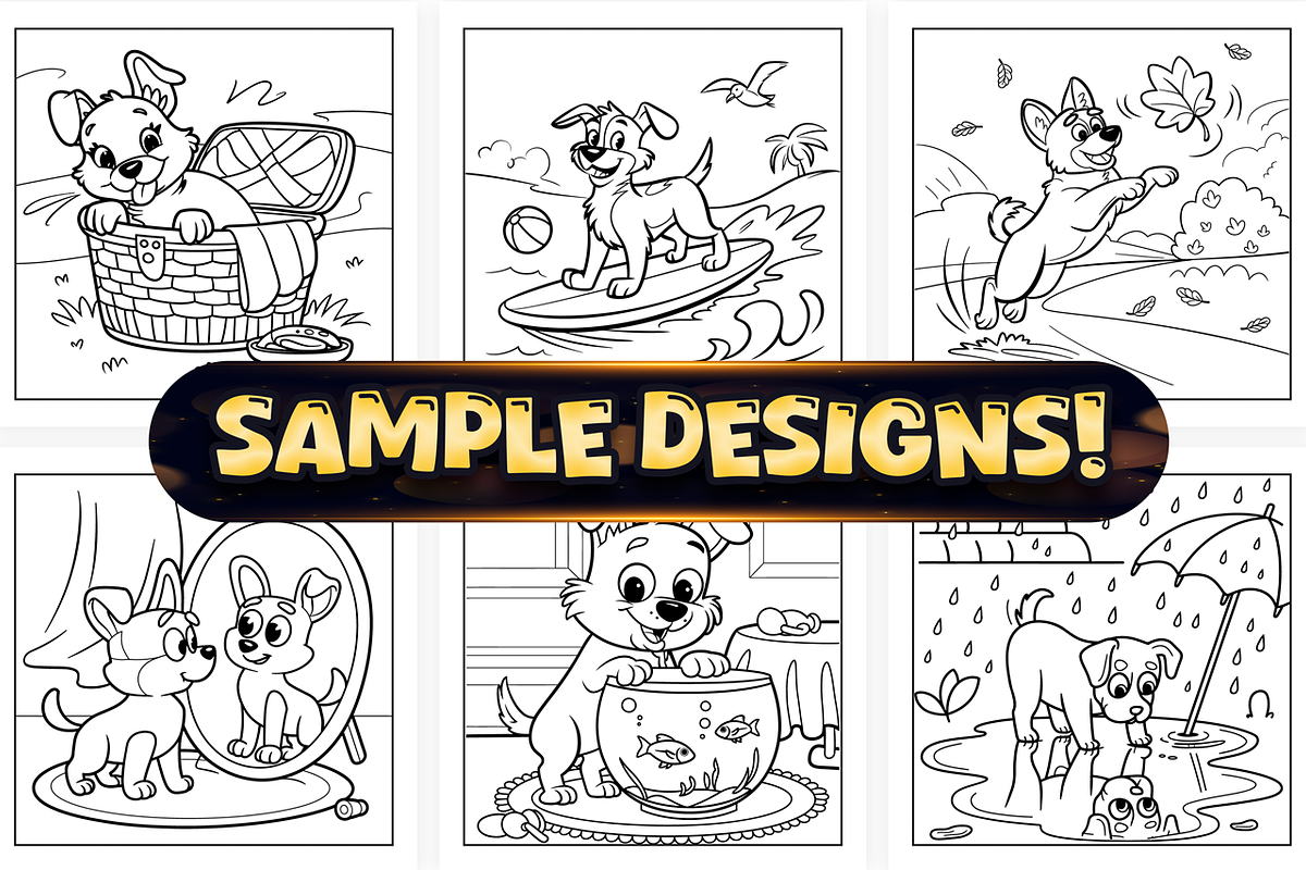 Bold Easy Dog Moments Coloring Pages, an Animal Illustration by Craftsbeefy (Photo 2 of 4)