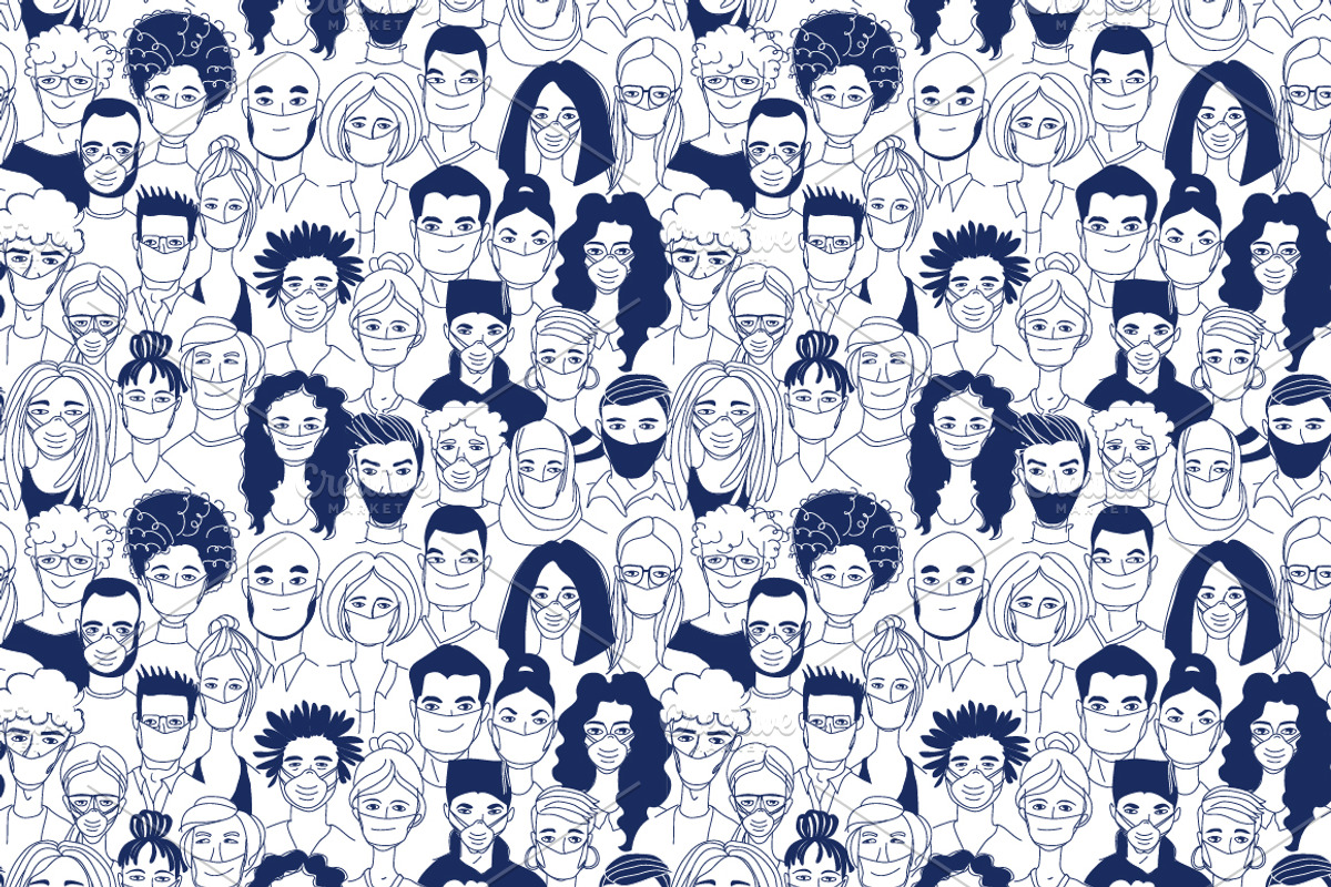 Inclusive Medical Mask Portraits, a Healthcare Illustration by VasilkovS (Photo 7 of 7)