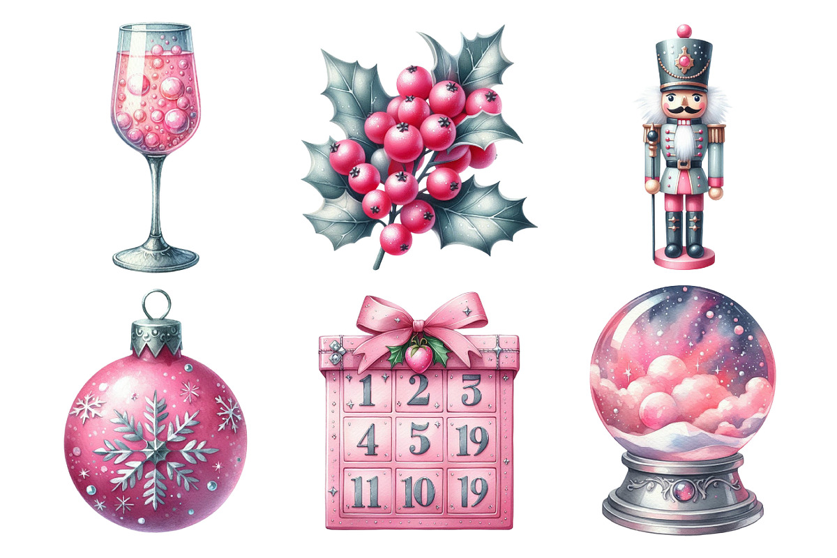 Silver Pink Christmas Clipart, an Illustration by Daily.Designs (Photo 4 of 5)