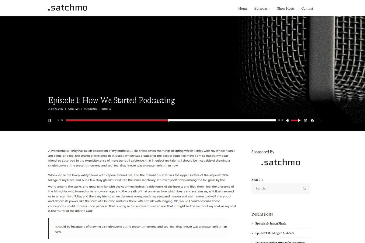 Satchmo Podcast WordPress Theme, a WordPress Template by SecondLineThemes (Photo 4 of 5)