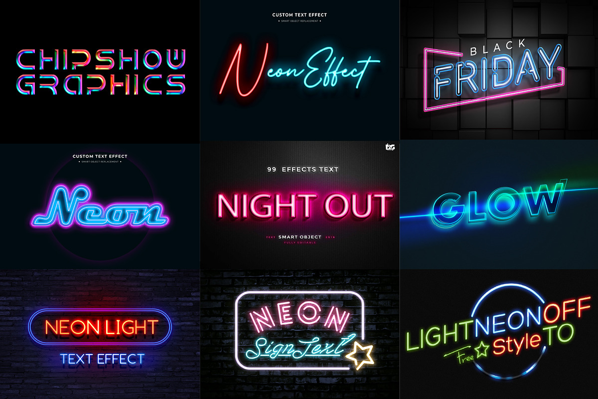 Neon Photoshop Text Effects bundle, an Action Add-On by Chipshpow Graphics (Photo 5 of 6)