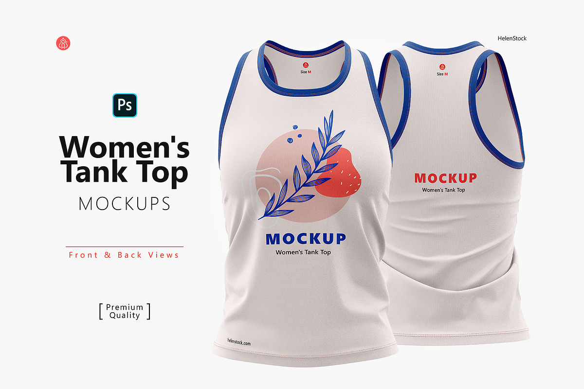Women's Tank Top Mockups, Front Back, a Shirt Mockup by HelenStock (Photo 1 of 9)