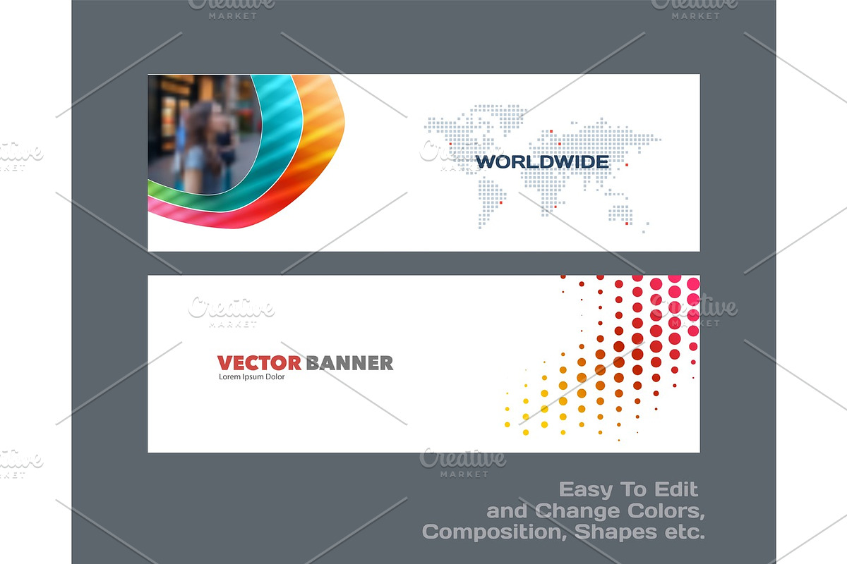 Vector set of modern horizontal website banners, a Technology Illustration by Diamond Graphics | EPS 10