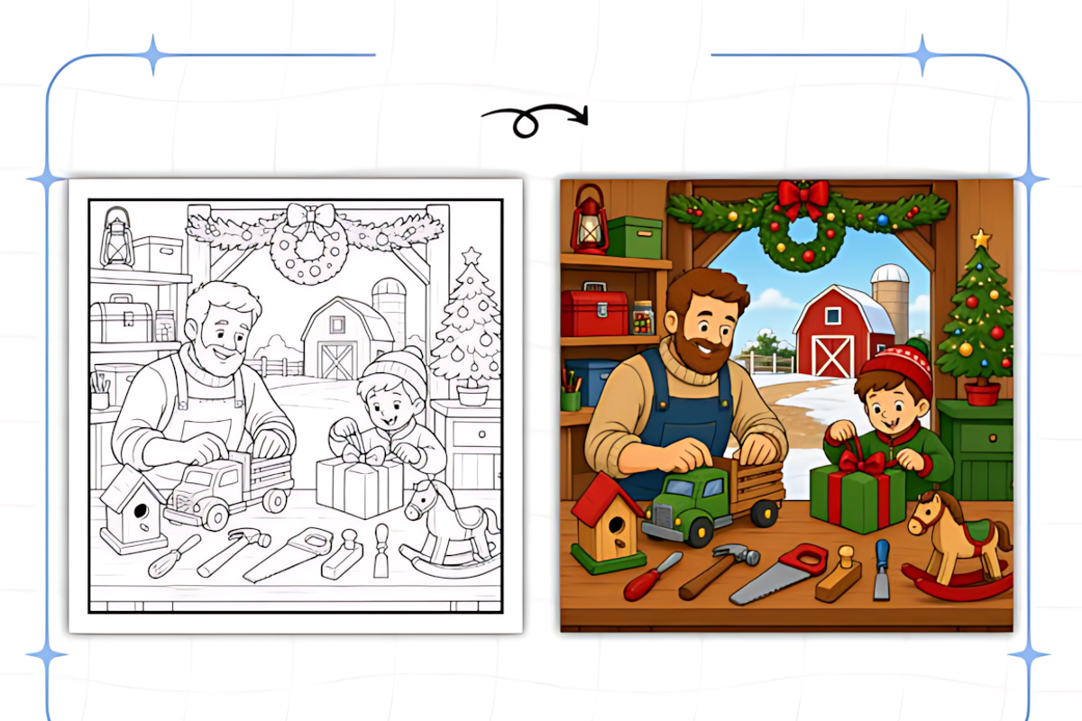 Christmas on the Farm Coloring Pages, a Seasonal Illustration by Design Station (Photo 4 of 8)