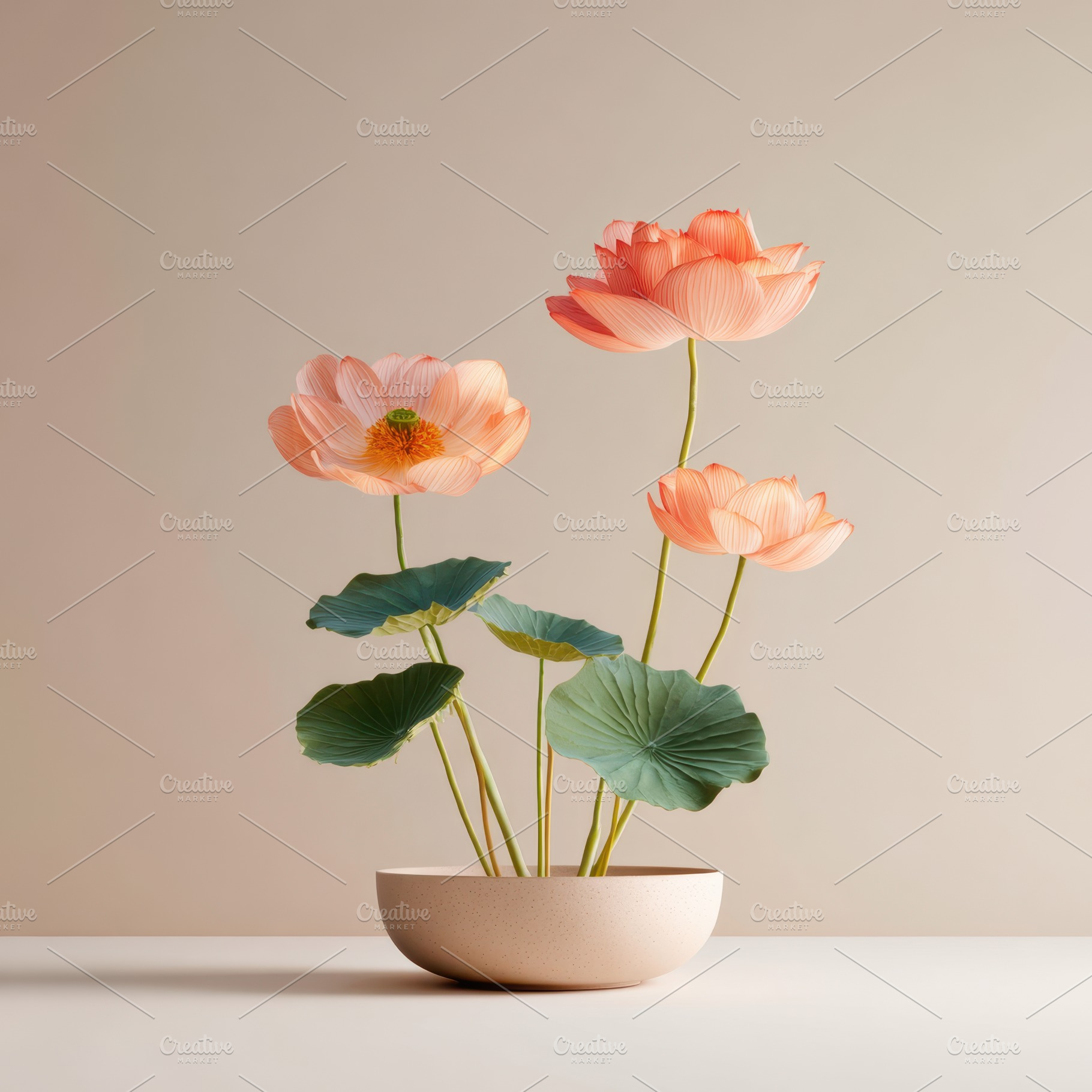 Flowers in a beige ceramic pot, a Nature Photo by AlyaAnd
