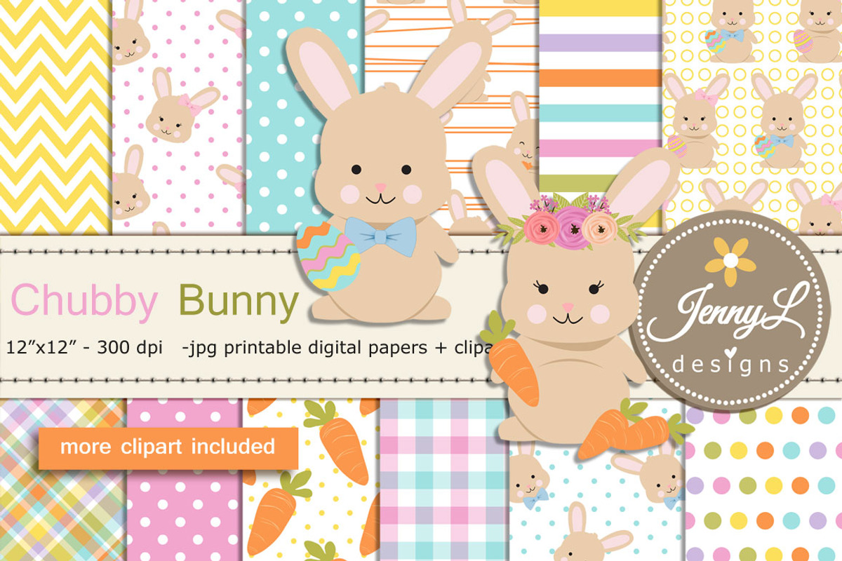 Easter Bunny Digital Paper & Clipart, a Pattern Graphic by JennyL Designs (Photo 1 of 7)