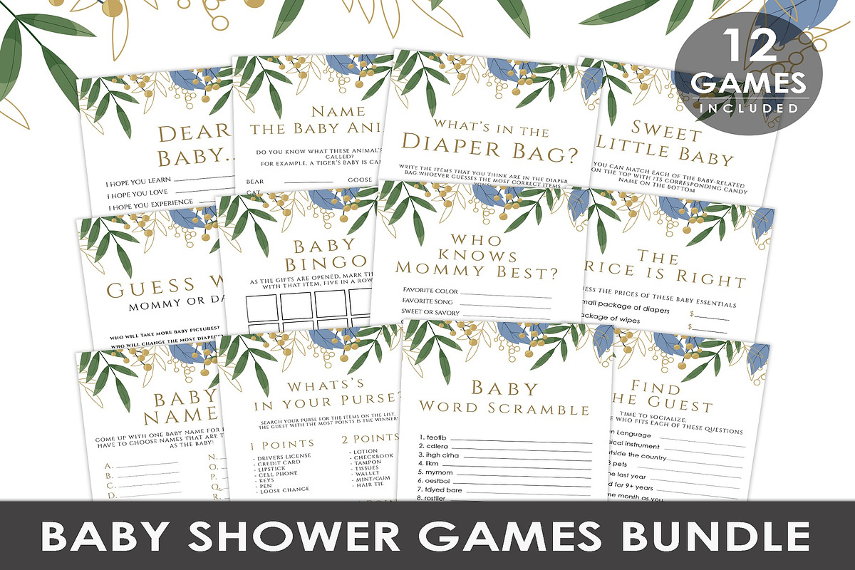 Baby Shower Games, Set Of 12, a Graphic by Wow Designs (Photo 1 of 5)