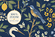 Midnight Heron | Botanical Wallpaper, a Wallpaper Graphic by by creative paper (Thumbnail 3 of 15)