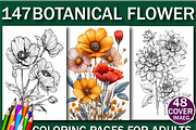 Botanical Flower Coloring Book, a Seasonal Illustration by Printable Design Store (Thumbnail 1 of 7)