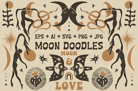 Moon Doodles Bundle, an Object Graphic by Annie Konst